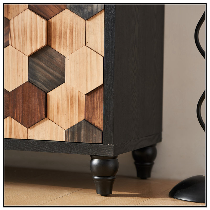 Buffet avec 4 portes et base robuste, Black Brown