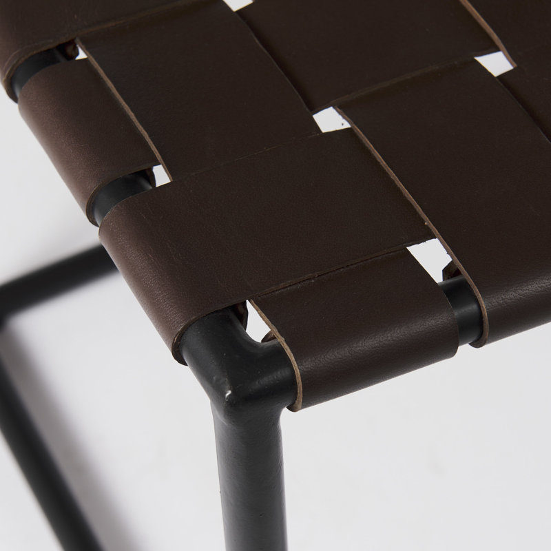 Tabouret de coiffeuse en cuir véritable Holden, Marron foncé