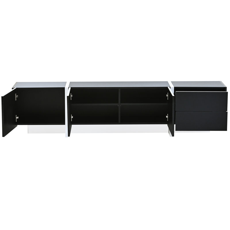 Un design moderne noir avec des installations de rangement très lustrées et abondantes pour les grandes téléviseurs de 80 po ou moins: noir, options