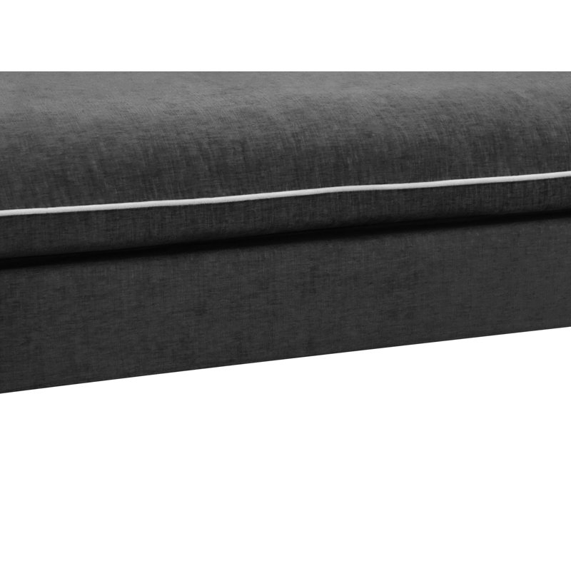 51''W Upholstered Chaise Lounge, Black