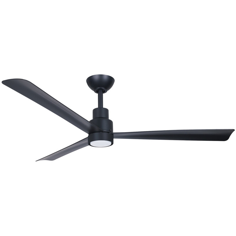 Ventilateur de plafond intérieur / extérieur simple 52 po à DEL, Noir, Noir