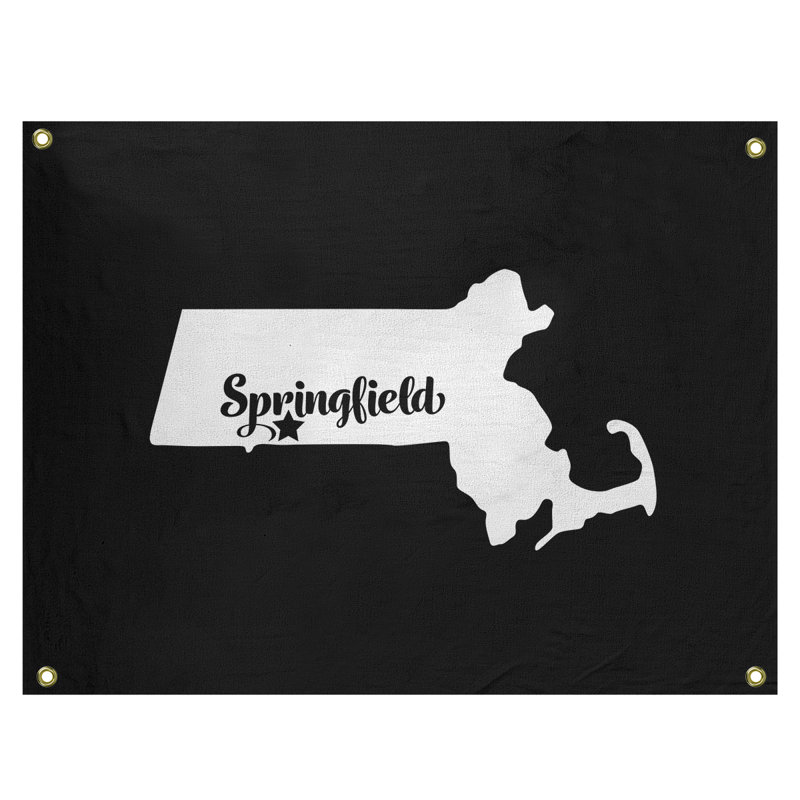 Tapisserie murale springfield massachusetts, H 26 po x l 36 po, Noir