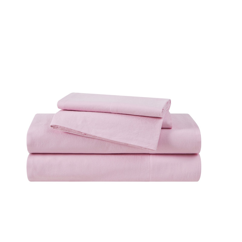 The Farmhouse by Rachel Ashwell Washed Cotton Sheet Set, Queen Sheet Set with 2 Pillowcases, Pink