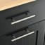 Chariot de cuisine moderne à roulettes avec porte-serviettes et armoire à 3 niveaux, armoire de rangement noire à 2 tiroirs-1712500092