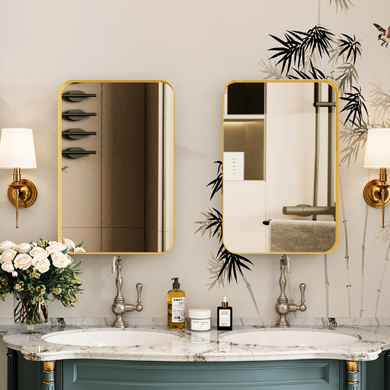 16X24 Inch Matte Gold Recessed Metal Bathroom Shelf Cabinet With Mirror & Adjustable Shelves, Stable Construction, , , , -, In Framed Storage And Glow, , Fog, Corrosion, -Proof, Style