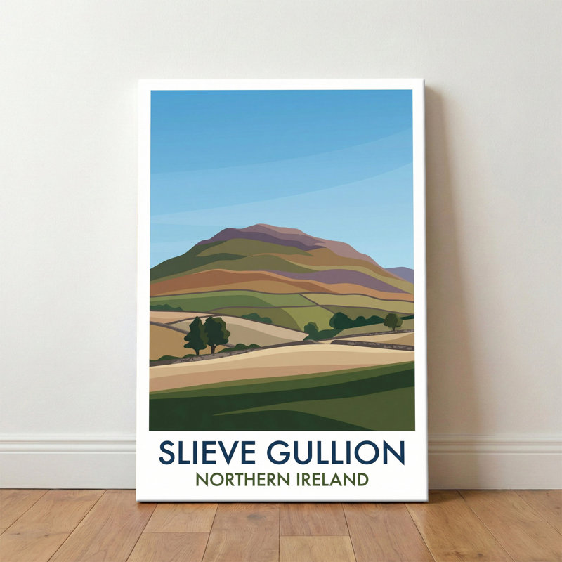 Slieve Gullion, Northern Ireland - Romantic Ring Of Gullion Travel Poster. Giclee Print On Wrapped Canvas. Wall Art, Home Decor - Natural Landmarks, Northern Ireland - Wrapped Canvas Print