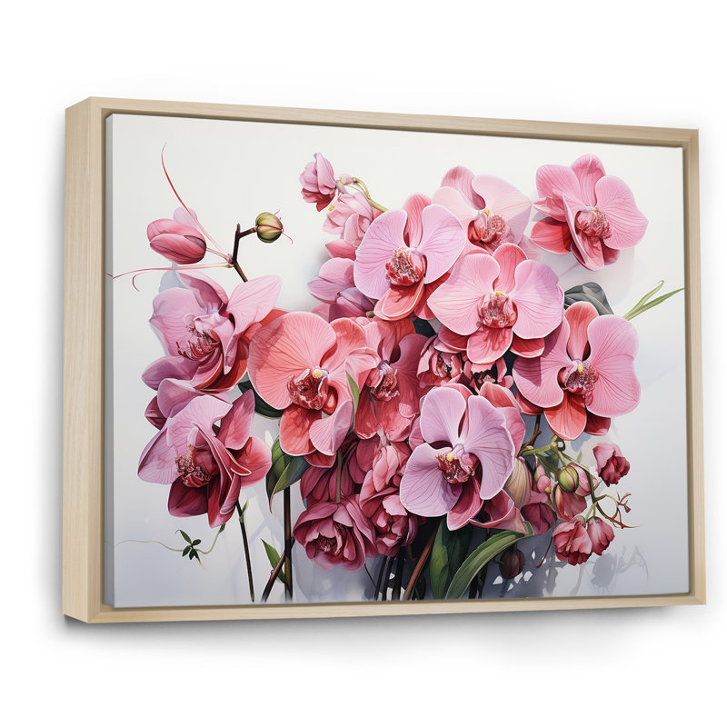 «Pink Orchids Minimalisme Dream», reproduction sur toile, H 12 po x l 20 po x P 1 po, Cadre flottant naturel