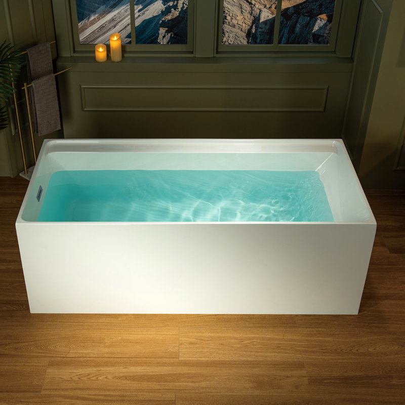 Baignoire de trempage avec bonde réversible, Chrome, H 22,87 po x L 59 po x l 29,5 po