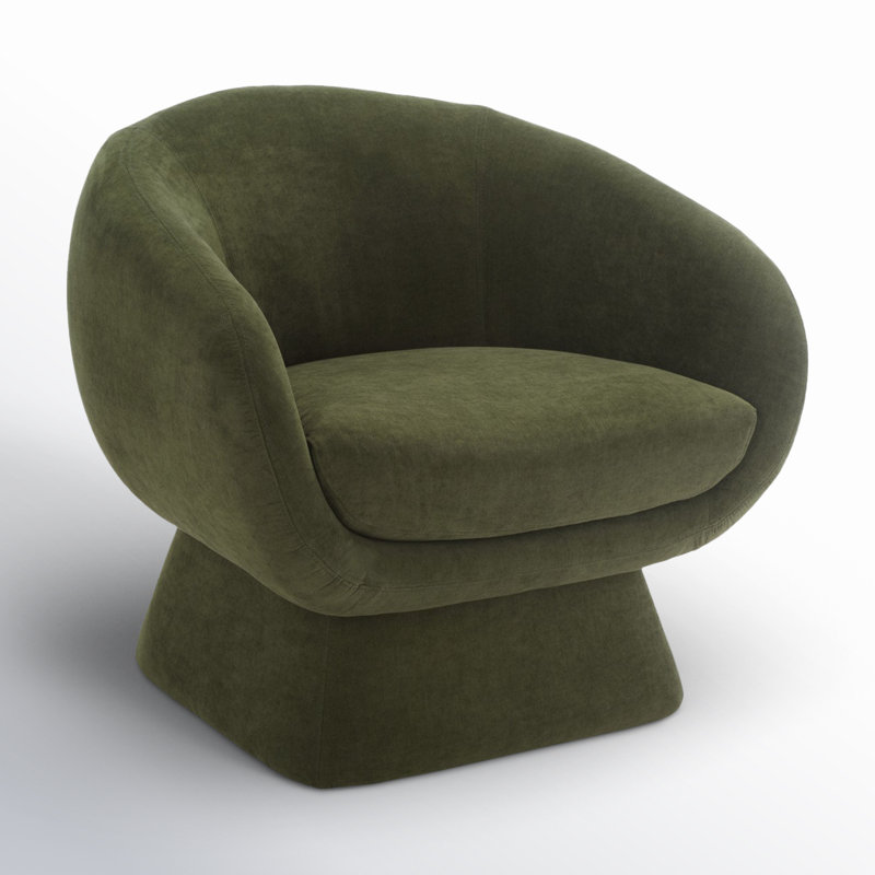 Fauteuil demi-tonneau en polyester 30,7 po Genata, Lin vert olive