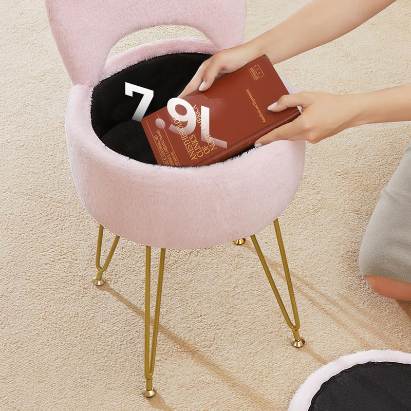 Vanity Stool Chair, Pink