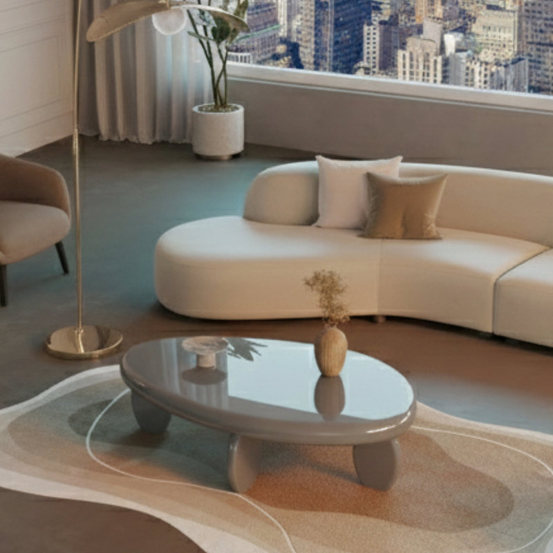 Table basse moderne à motif de galets, Gris