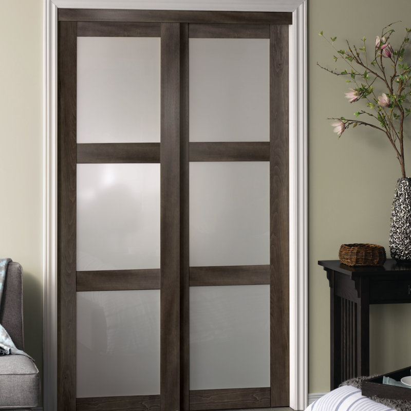 White Solid Core Sliding Closet Doors with Glass Panels