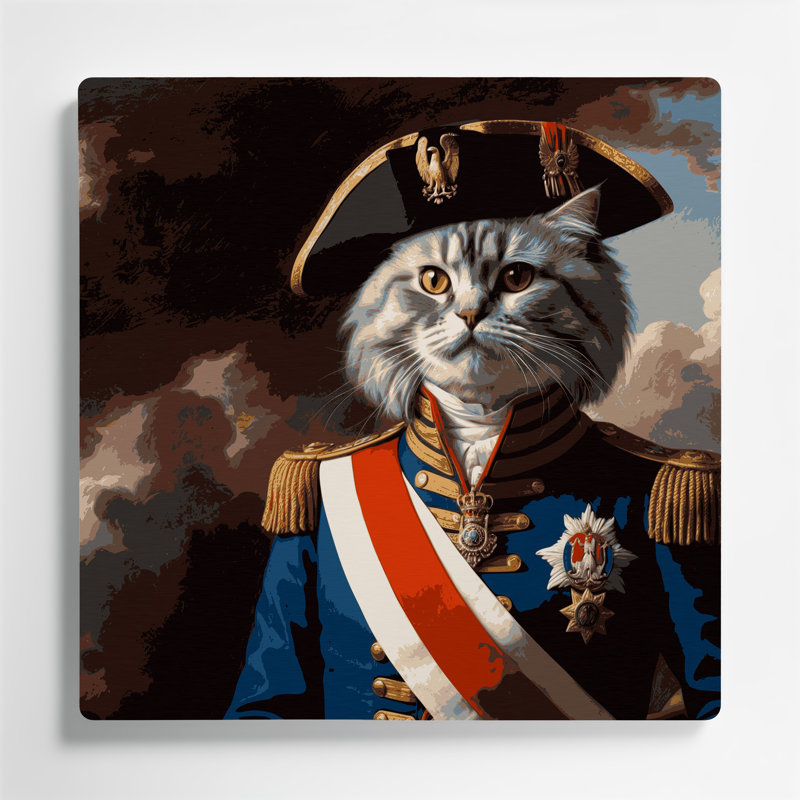 Chats Napoléon, art mural en métal brun, H 12 po x l 12 po