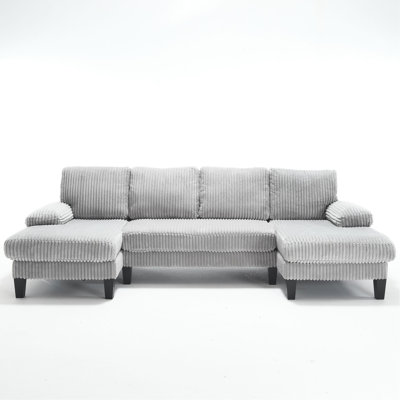 U-Shaped Couch With Oversized Seat,4-Seat Sofa  With Double Chaise,Comfortable And Spacious Indoor Furniture For Living Room,Apartment