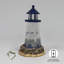 Phare en acrylique 11,5 po de haut - DEL, paillettes d'eau tournantes, pile - polyrésine de résine peinte à la main