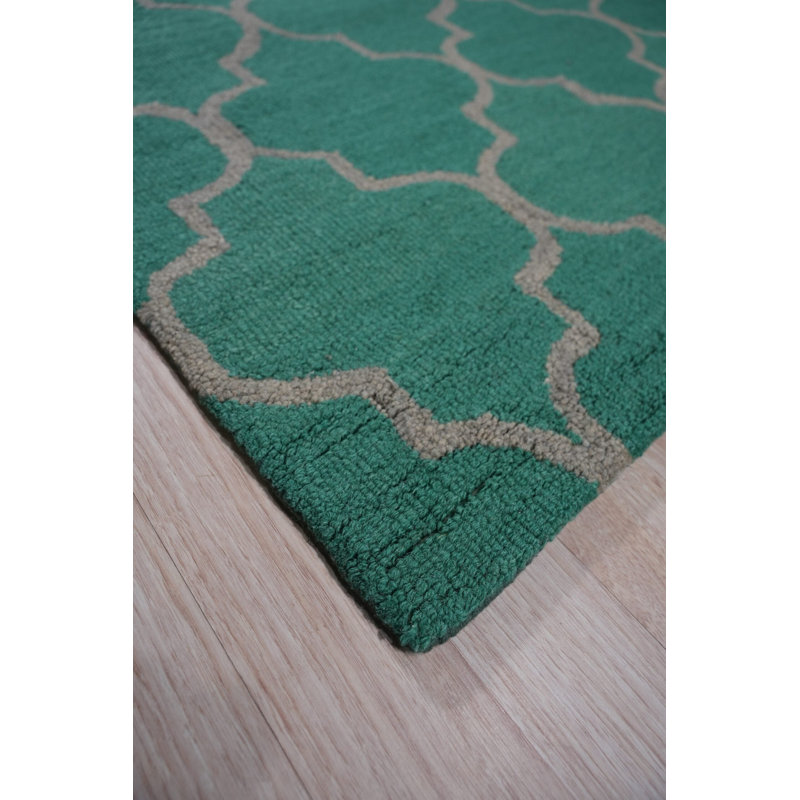 Hand Tufted Wool Area Rug, Green