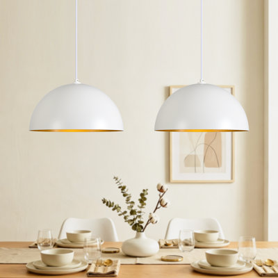 15.75" Adjustable White Dome Pendant Light