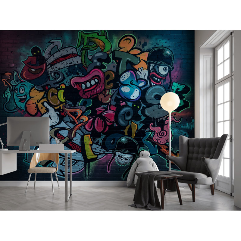 Papier peint mural brique Urban Street Art, 120 po x 96 po, Non tissé