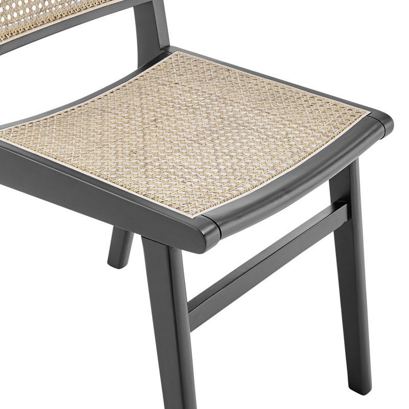 Chaise d'appoint en bois naturel et noir avec dossier partiellement ouvert