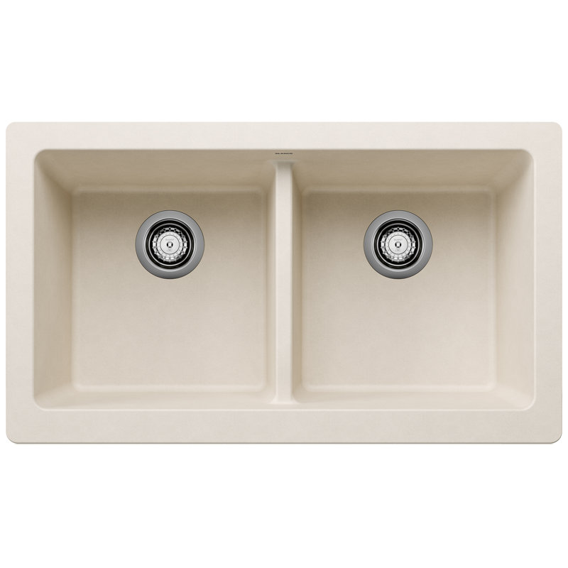 Vintera SILGRANIT 33" L X 19'' W Double Bowl Farmhouse Sink, Soft White
