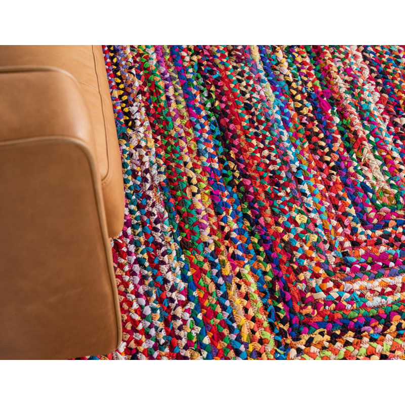 Cotton Southwestern Indoor Rug, Round 5'