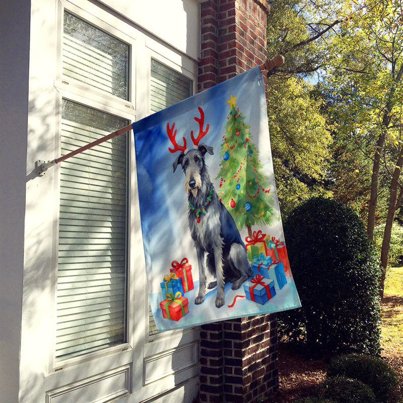 Drapeau de Noël maison de renne, Lévrier écossais