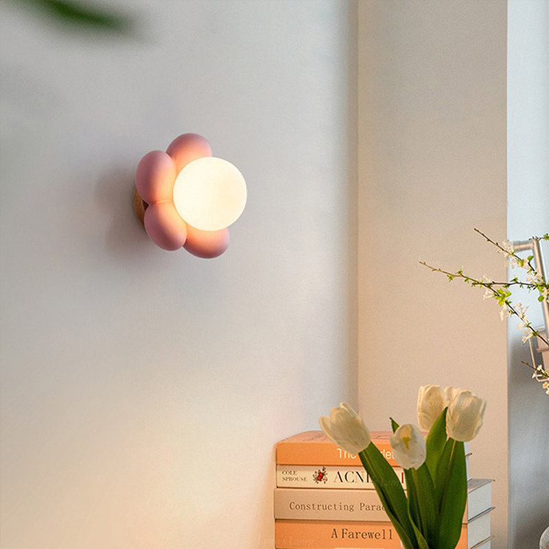 Nordic Pink Flower Wall Sconce