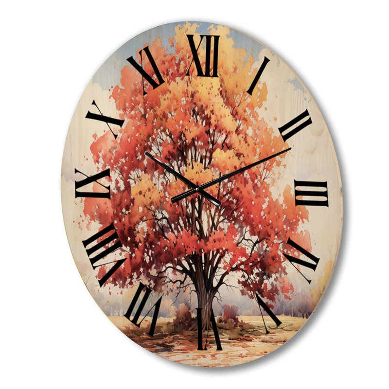 Horloge murale en bois massif Hyers, Grand