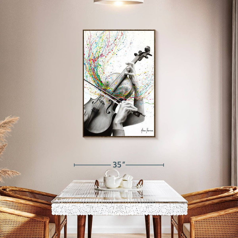 Le violon seul, 29" x 43", Floating Frame Walnut