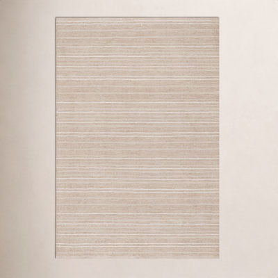 Khaki Striped Flatweave Outdoor Rug