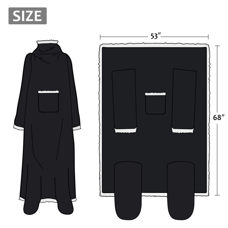 Couverture Sherpa, Noir, Couleur unie