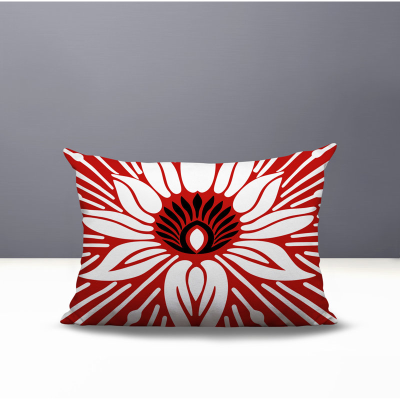 Oreiller rectangulaire réversible intérieur / extérieur Carla, Rectangle H 14 po x l 20 po, Rouge