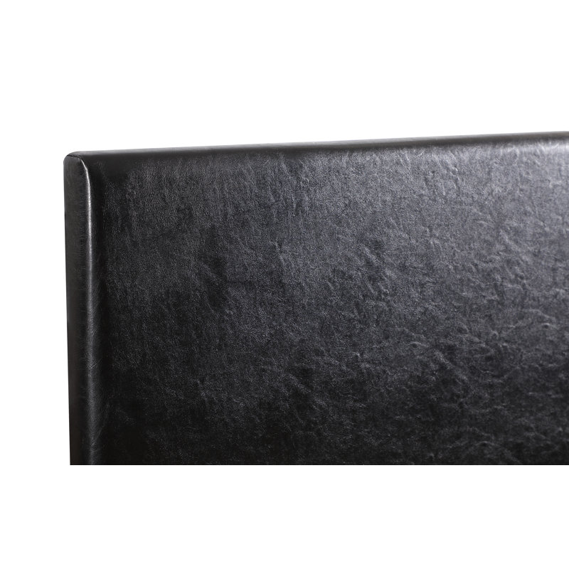 Witham Modern Panel Headboard with Faux Leather, Adjustable Height, Full, Black