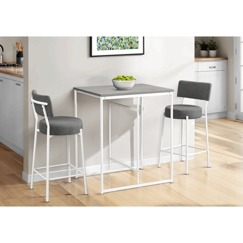 2Pcs Barstool, Counter Height, Kitchen, Leather Look, White