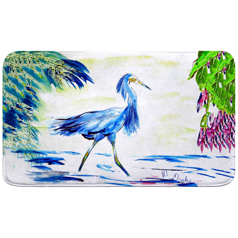 Blue Egret Bath Mat, Single - 18" L x 30" W