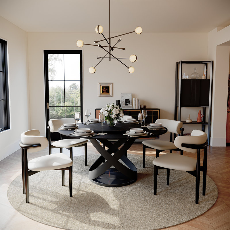 Table de salle à manger Maxwell, H 29,53 po x L 59,06 po x l 59,06 po, Noir / noir