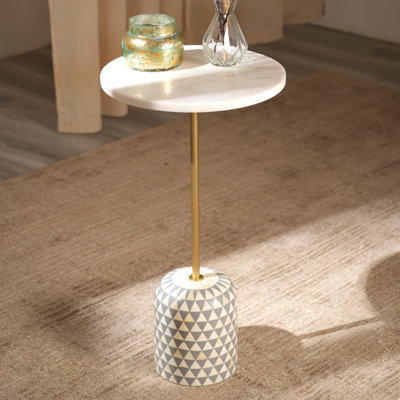 Table de bout en marbre Clotis avec base en os incrusté