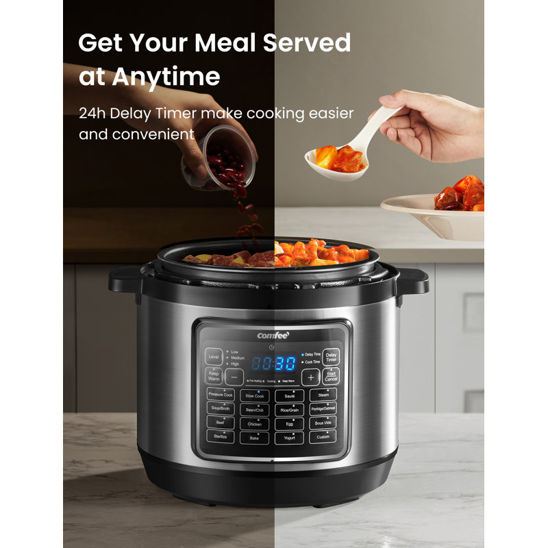COMFEE' 16 in Electric Pressure Cooker 8QT Rice Slow Cooker Olla