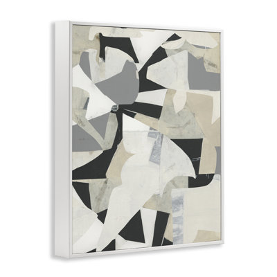 Monochrome Falls Fragments Framed Giclee Art, design by Cartissi