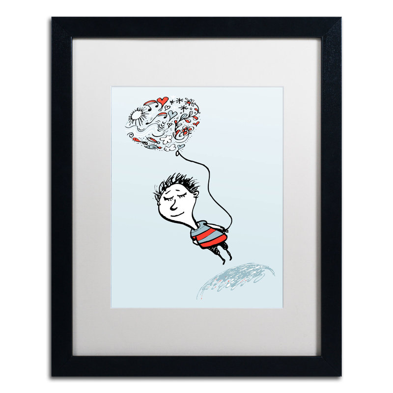 « love balloon » par carla martell, art encadré, H 20 po x l 16 po, Blanc