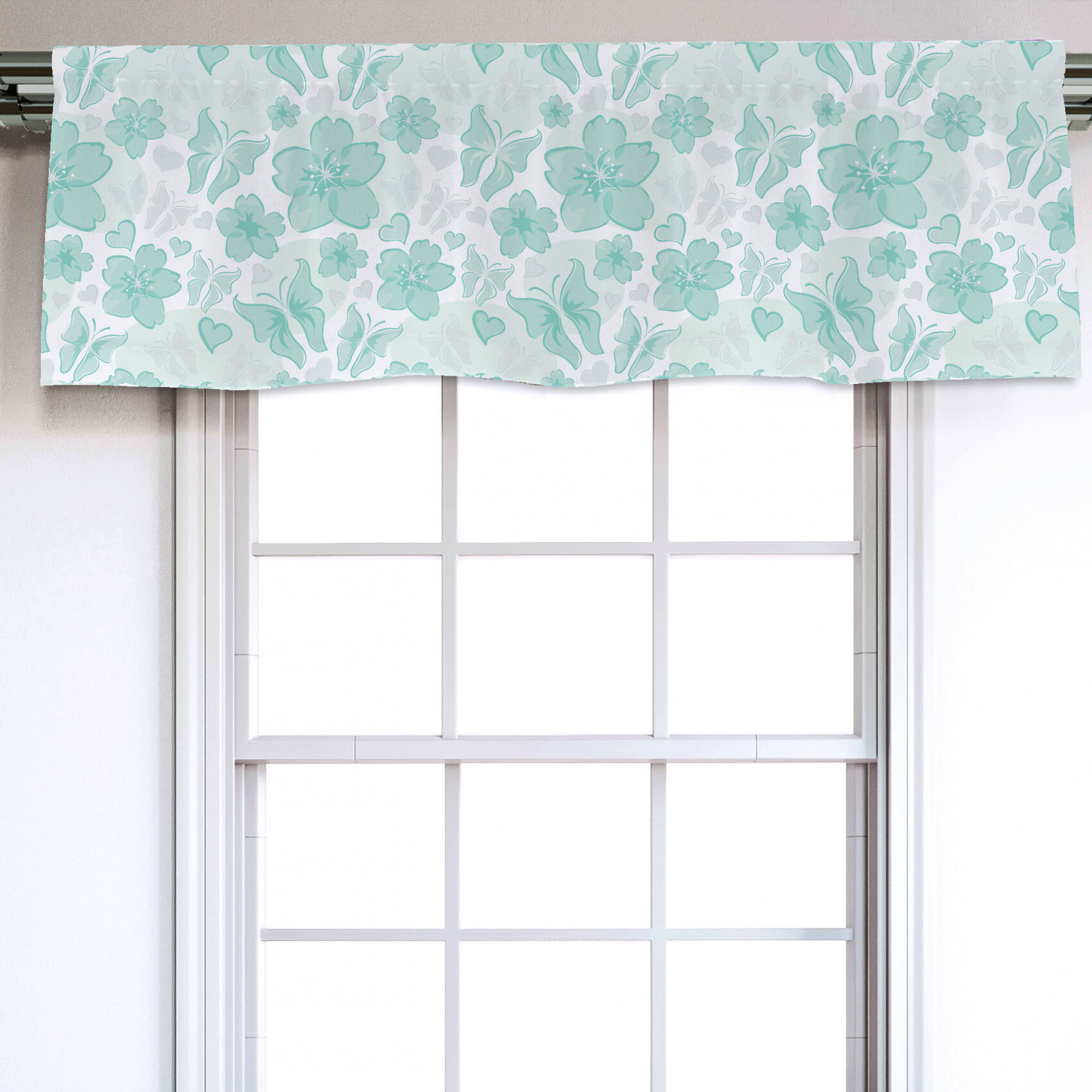 East Urban Home Floral Sateen Ruffled 54'' W Window Valance in | Wayfair