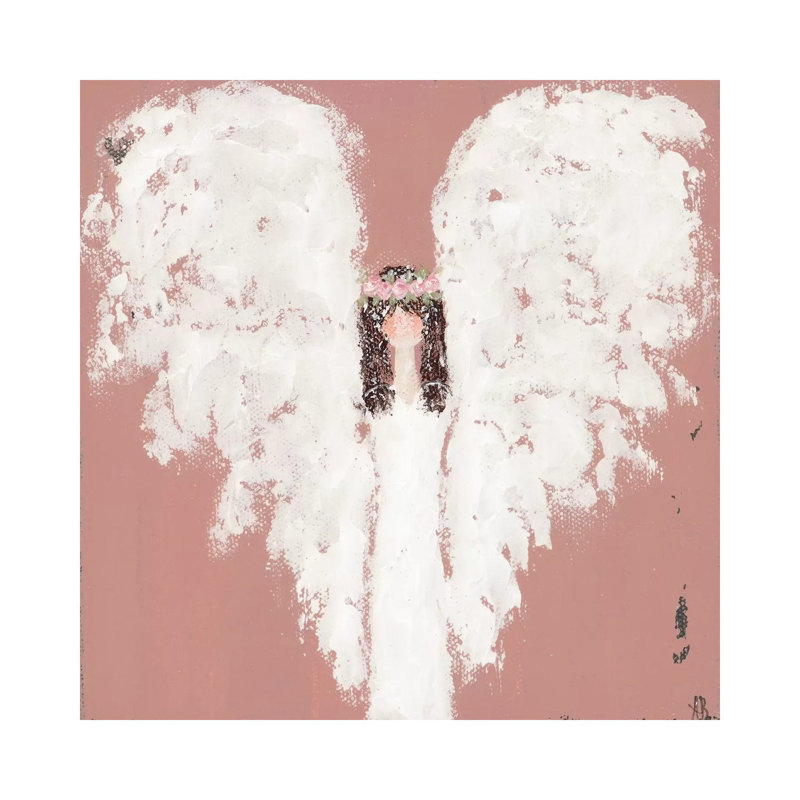 Pink Angel Floral Halo 1 Piece Painting on Canvas, 93.98 cm H x 93.98 cm W x 1.91 cm D, Wrapped Canvas