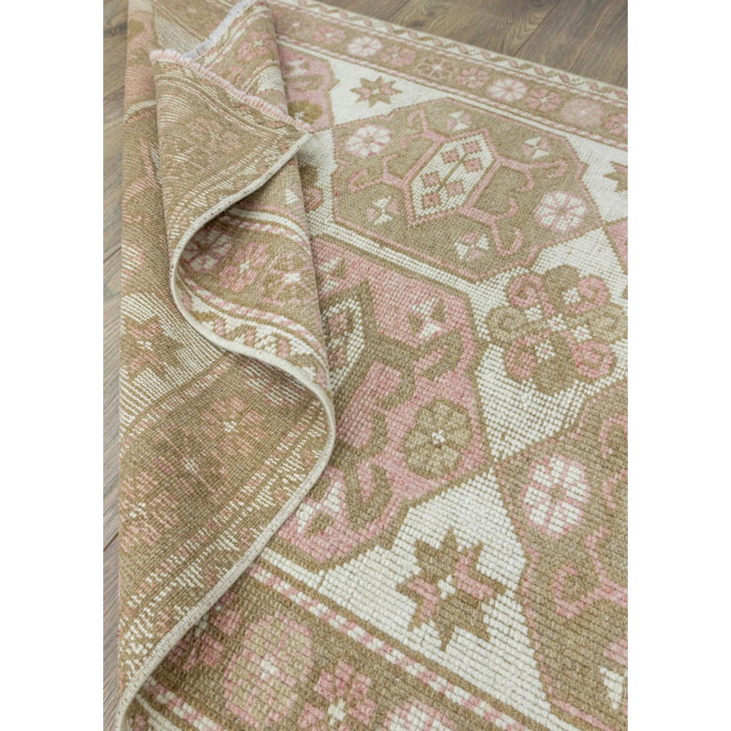 Tapis beige en laine rétro unique de style années 1990 2 pi 7 po x 4 pi 0 po Vintage