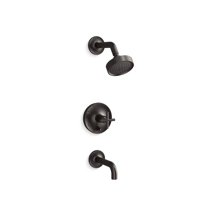 Purist Rite-Temp Bath And Shower Trim Kit With Push-Button Diverter And Cross Handle, 2.5 Gpm