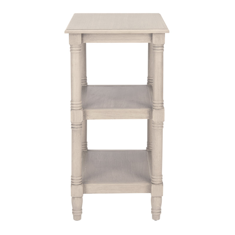 Cassie Greige Wood 3-Shelf Rectangular Accent Table