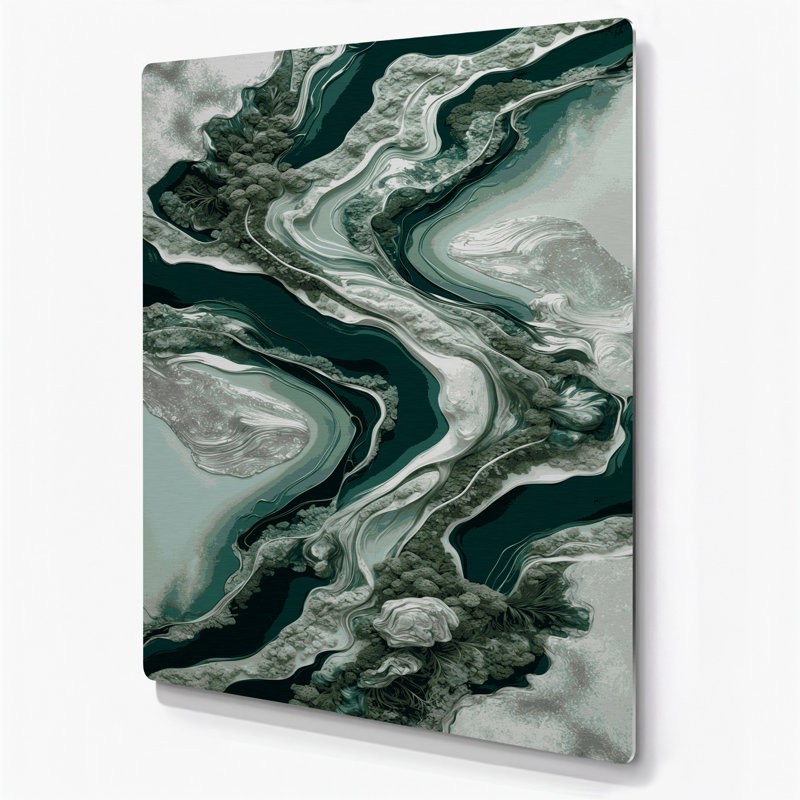 Abstract Landscape 59 Green Metal Wall Art