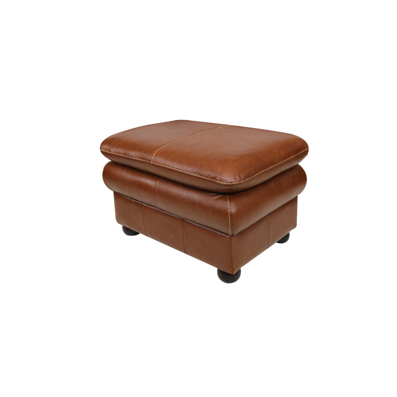 Repose-pieds carré en cuir véritable de 29 po de largeur, Cuir véritable Wild Brand