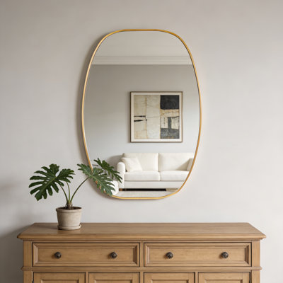 24"x36" Gold Metal Framed Oval Vanity Wall Mirror for Bathroom