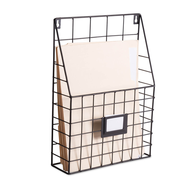 Dockery Farmhouse Wall Storage Basket, Noir