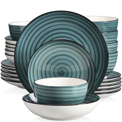 24 Piece Handmade Stoneware Dinnerware Set - Service for 6